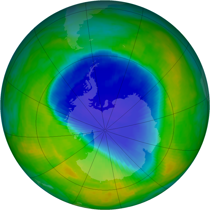 Antarctic ozone map for 09 November 1990